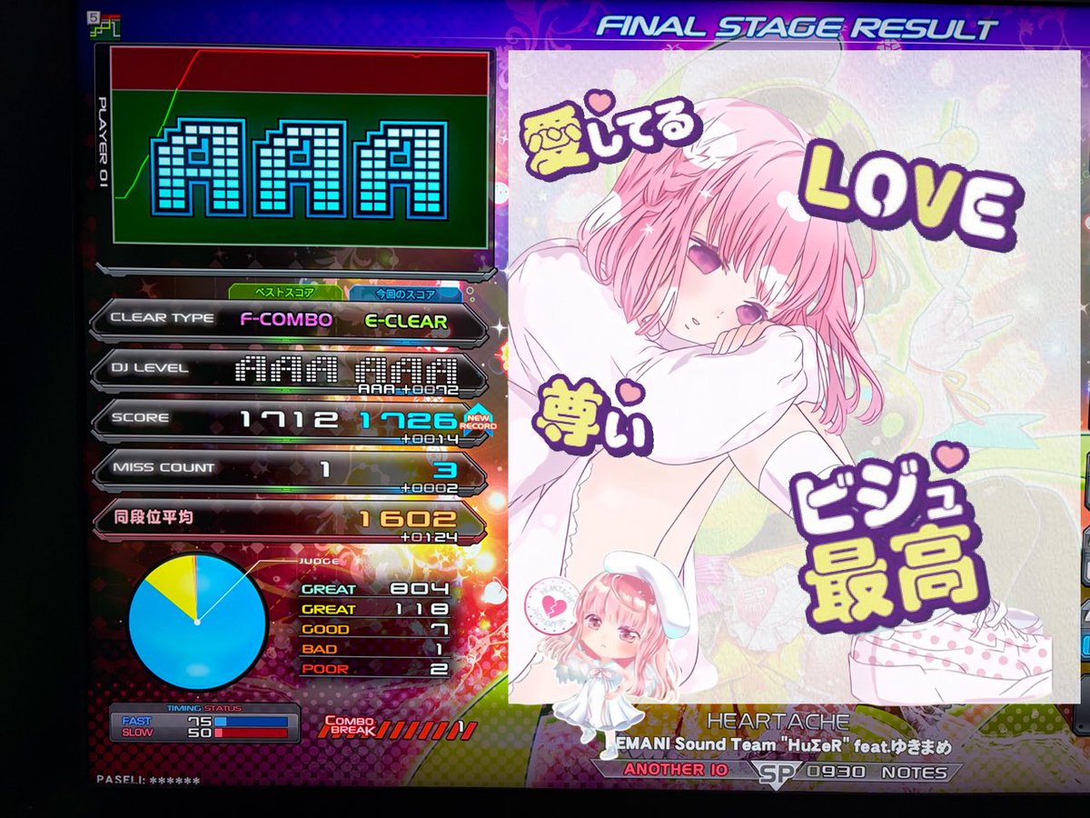 karin_usami's tweet photo. HEARTACHEちょっとだけニューレコ
リザルトの数字とか別に見なくていいんで、最高に可愛いはまゆきちゃんを見てください https://t.co/vVDp2XkO1b