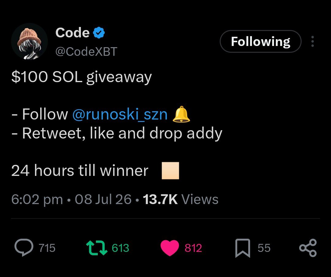 KrySolDegen's tweet photo. @CodeXBT @runoski_szn 9gcSyJKz9v8PZf8cHjFnuoGSxcmTH6doHFcgTFM2NsMA

Lets see what bros got https://t.co/aLoxgnsKMu