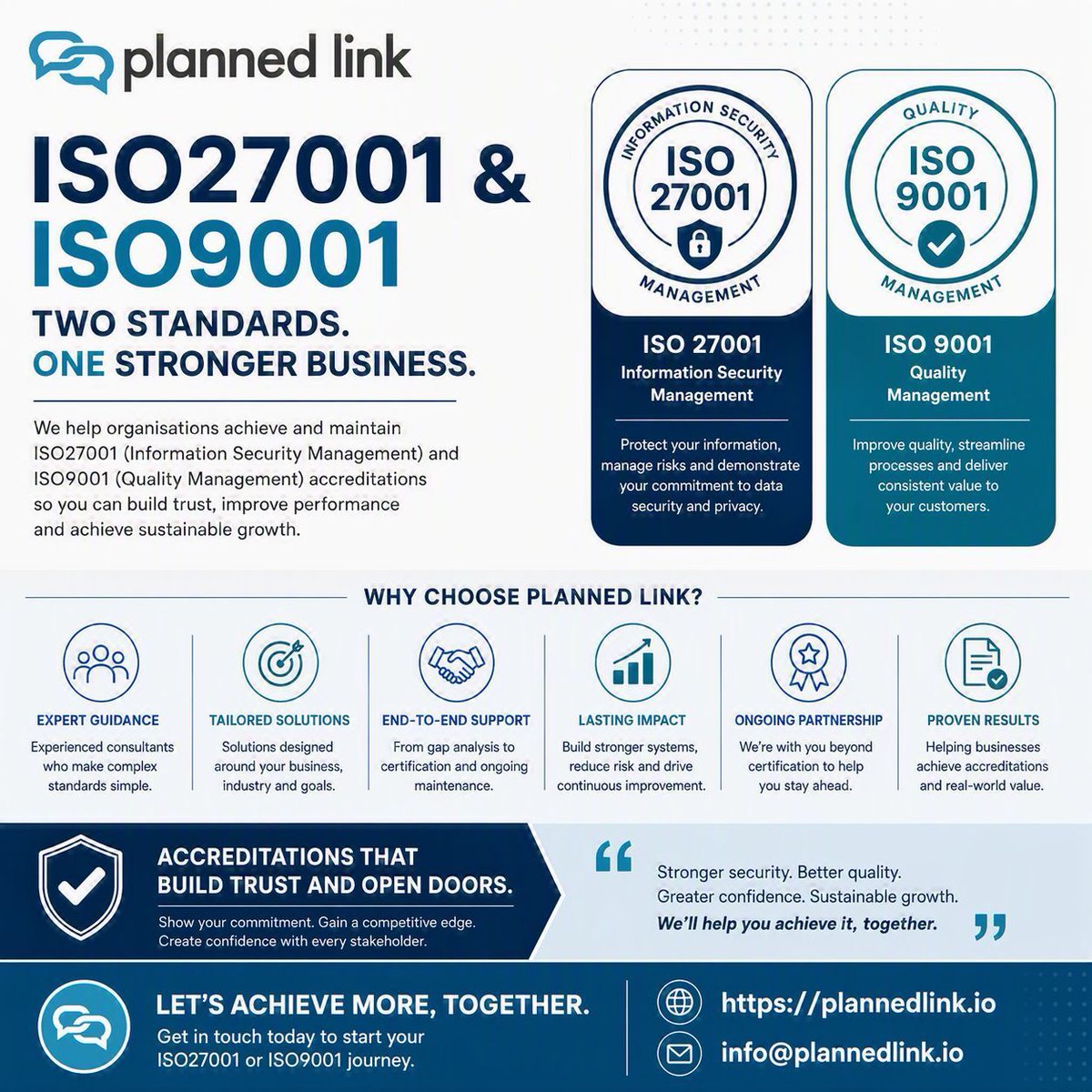 PlannedLink's tweet photo. Achieving ISO27001 and ISO9001 demonstrates commitment to information security and quality management. Planned Link guides organisations through every phase.

Contact us today https://t.co/SeLw5oOdyG 

#ISO27001 #ISO9001 https://t.co/VZ6T0rlZh8