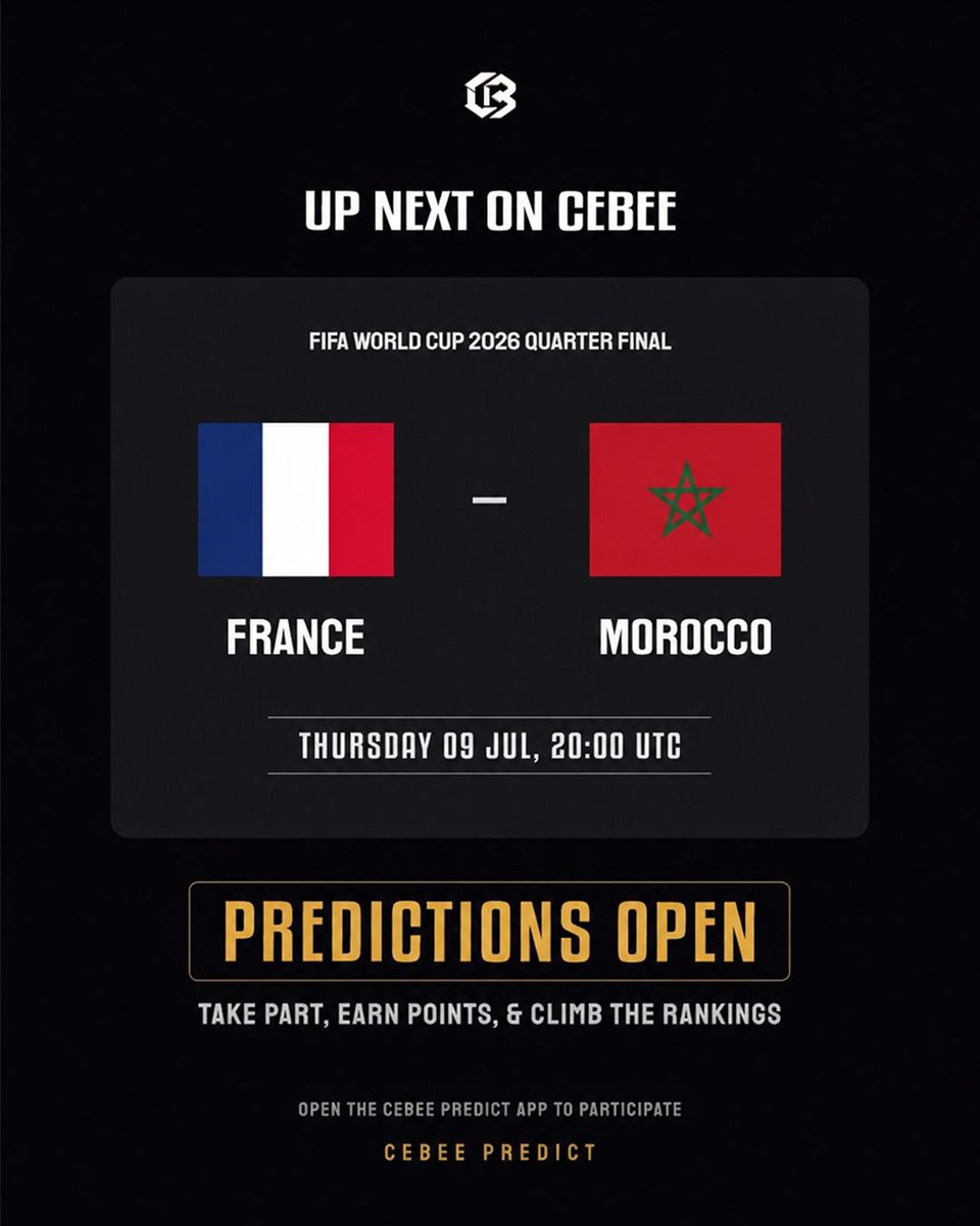 CeBeePredict's tweet photo. ⏭️ Up Next on CeBee.

Eyes on the next fixture.

How do you see this one playing out?👀

#CeBeePredict #FootballPredictions #WorldCup2026 #FootballFans #FootballCommunity https://t.co/BzFF5wsirF