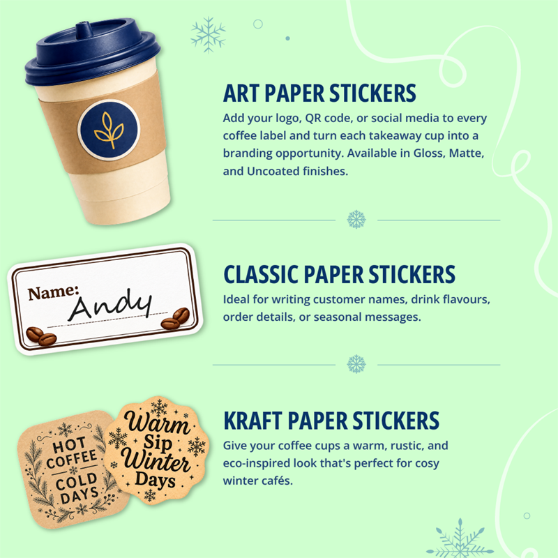 StickerDot's tweet photo. Winter menu? โ๏ธ
Winter cups?๐
Give your takeaway cups a seasonal refresh with custom stickers that match your brand.
Swipe through and find your favourite look.
Get yours sorted๐ https://t.co/XlmwCJG1fA
#coffeelabels #customstickers #stickerprintingnz #PrintedByStickerDot https://t.co/9K4aRhD72M
