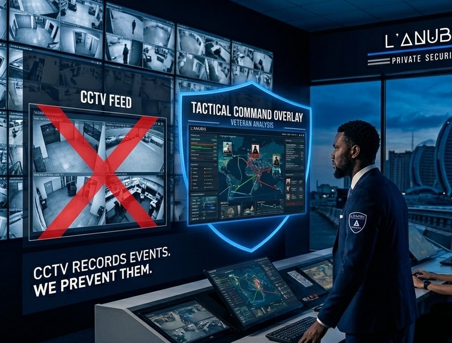 lanubissecurity's tweet photo. CCTV is a forensic tool, not a physical shield. If your cameras aren't backed by a live monitoring command post ready to launch a veteran-led tactical response, they're just recording your losses. Choose active prevention with L'Anubis. 

#TechSecurity #Nigeria #LAnubis https://t.co/RABkKiioGj