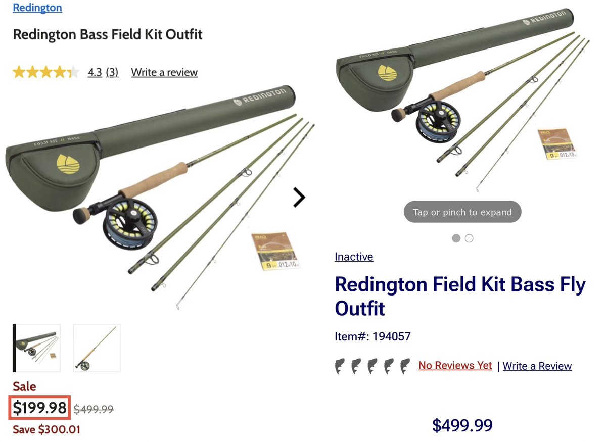 GlitchedDeals's tweet photo. $300 OFF THE REDINGTON BASS FIELD KIT OUTFIT

Ringing up for $199.98 at Bass Pro Shops

https://t.co/efpqWxPy8d

Still costs $499.99 everywhere else

Complete bass fly outfit, rod, RIO reel, bass line and travel case #ad https://t.co/N9XV3d4iyb