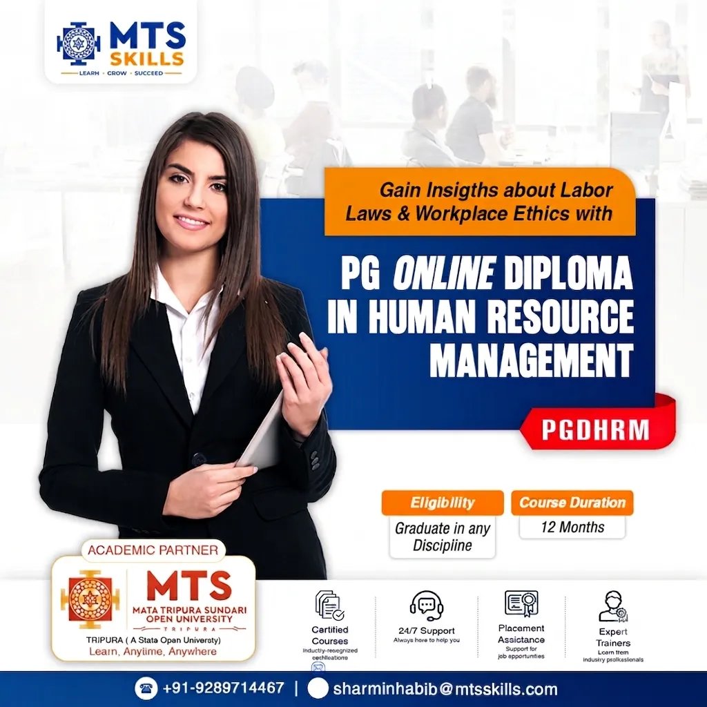mtsskills's tweet photo. 🎓 Build your HR career with the Online #PGDiploma in Human Resource Management (PGDHRM).
✅ 12 Months
✅ Graduate Eligible
✅ Learn Labor Laws &amp; Workplace Ethics

📩 Enroll today and become an industry-ready #HR professional.
.
.
#PGDHRM #HRCareer #OnlineLearning  #MTSSkills https://t.co/AddYoXqXZf