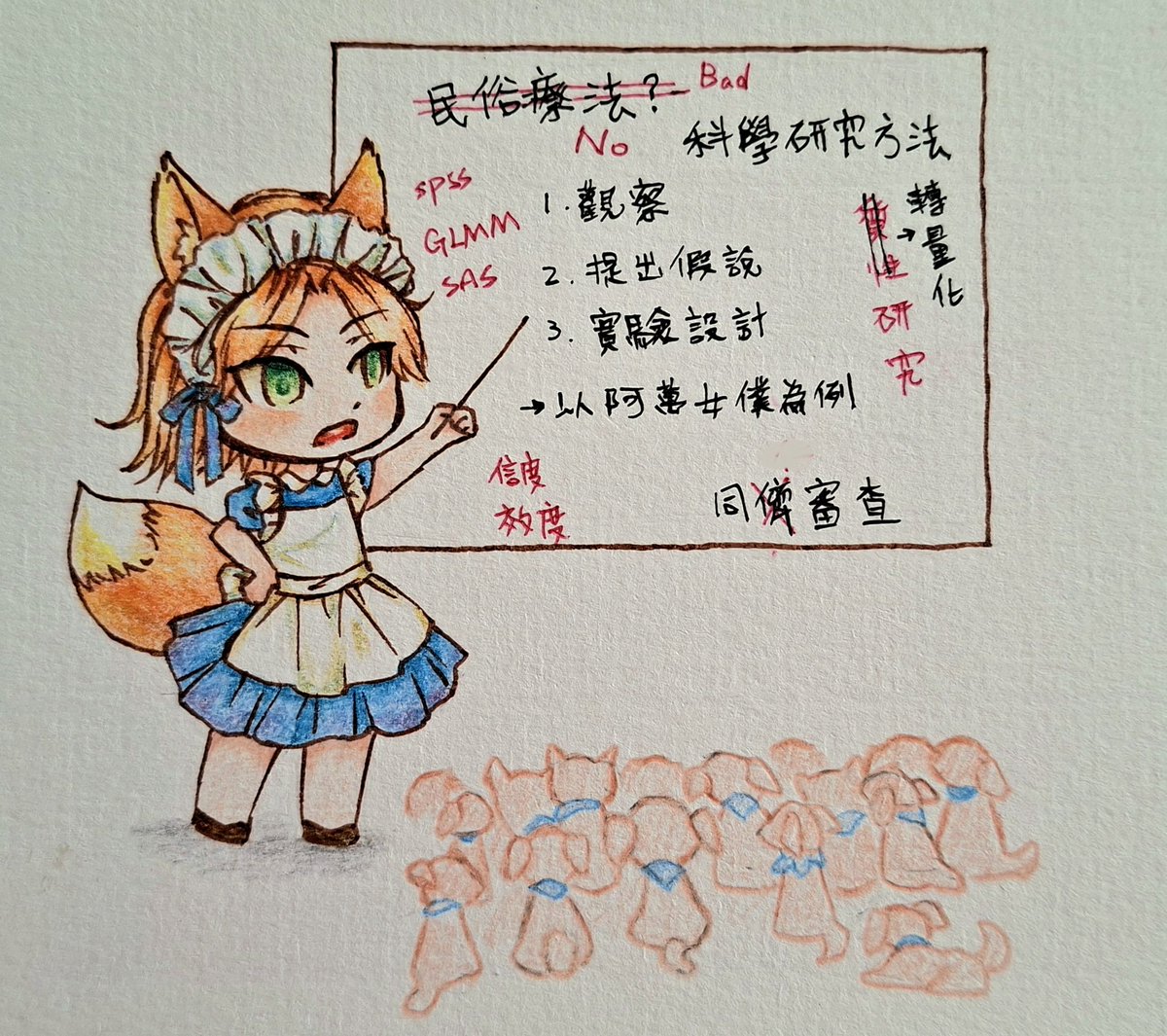 mooninwing's tweet photo. 女僕台（X
統計與科學研究方法課（O
#no萬here https://t.co/Dm57IAZGEt