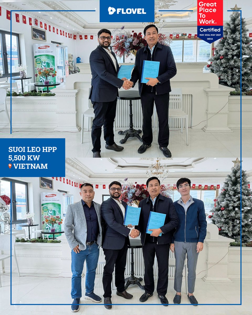 EnergyFlovel's tweet photo. #FLOVEL is pleased to announce a new partnership with Tien Anh CTCL following the Suoi Leo HPP contract signing in Vietnam. We look forward to delivering high-performance equipment on schedule and building a strong long-term relationship.
#hydropower #watertowire #turbines https://t.co/NRLrmBuAlV