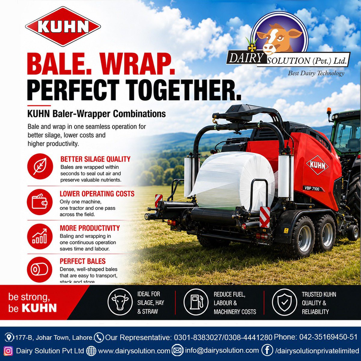 PvtDairy's tweet photo. KUHN Baler-Wrapper Combinations deliver efficient one-pass baling and wrapping for superior forage quality.

Available through Dairy Solution Pvt. Ltd.

#KUHN #Silage #BalerWrapper #DairySolutionPvtLtd https://t.co/lyf7lrLw8C