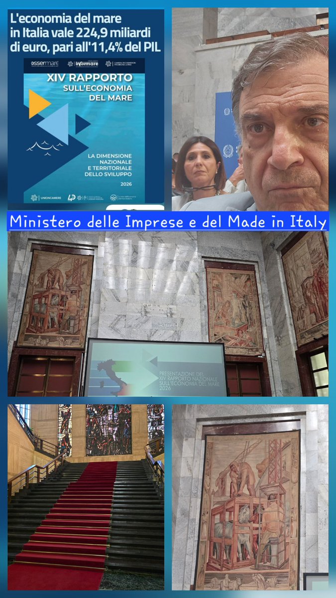 GiuseppeRinal10's tweet photo. Roma, 08.06.2026. Ho avuto il piacere di partecipare, presso il Ministero delle Imprese e del Made in Italy, alla presentazione del XIV Rapporto sull'Economia del Mare.Un appuntamento di grande valore che ha confermato come la Blue Economy rappresenti uno dei principali motori. https://t.co/vzqZP2GLcQ