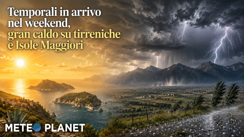 meteoplanetit's tweet photo. Giovedì bel tempo 🌤️ e occasionali temporali di calore sull'Appennino centro meridionale. Tra venerdì e sabato instabilità al Nord, #temporali ⛈️ anche forti, locali #grandinate e raffiche di vento non solo su #Alpi, #Prealpi e nord #Appennino, in estensione alla #ValPadana. https://t.co/aU41KT8ndX