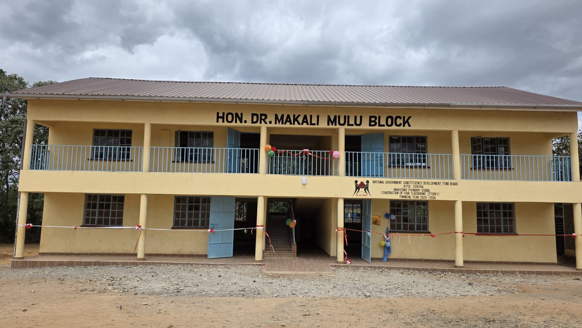 kituicentralcdf's tweet photo. Makutano Primary School storey block of four classrooms constructed by Kitui Central NG-CDF at a cost of Ksh.10M in Kyangwithya East Ward. Handed over to community on 7th July 2026 by Hon.Dr.Makali Mulu. https://t.co/DWf44BwzRT