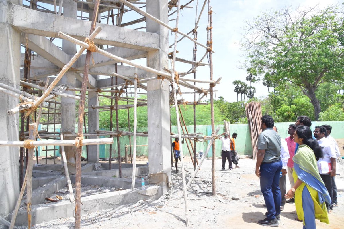 RameswaramMpty's tweet photo. 09 July 2026: The District Collector inspected the ongoing construction work of the Overhead Water Storage Tank being carried out by the Rameswaram Municipality. The inspection was conducted in the presence of the Municipal Commissioner and the Assistant Engineer. https://t.co/jvInam3loL