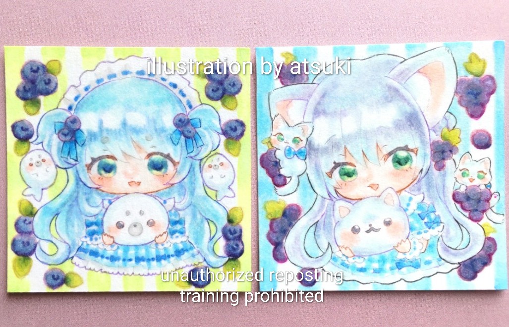 原画ガチャ③ あざらしとネコ🦭🫐🐈‍⬛🍇 (ホワイトが切れたのでまだ