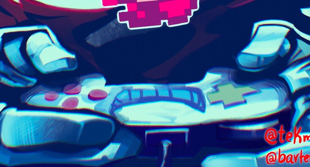 tekmush's tweet photo. @edensMannequin i always pictured it as a knock-off snes controller with a little smile on it... i drew it like this https://t.co/tgnQrLG8jb