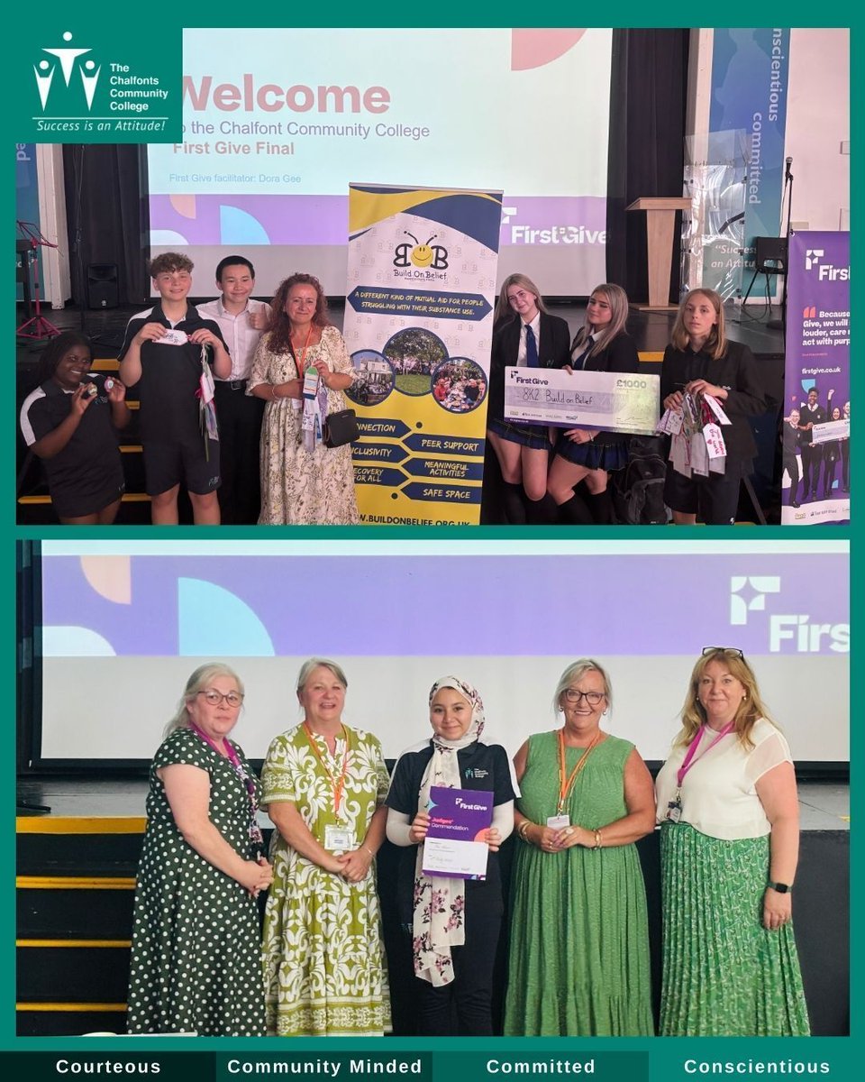 CCChalfonts's tweet photo. A fantastic morning of @FirstGive presentations from our Year 8 students! 👏

Well done to all who confidently pitched their chosen charities, and congratulations to Year 8K2 for Build on Belief, our overall winners! 🏆🎉

#FirstGive #Year8 https://t.co/aXcwSsucU8