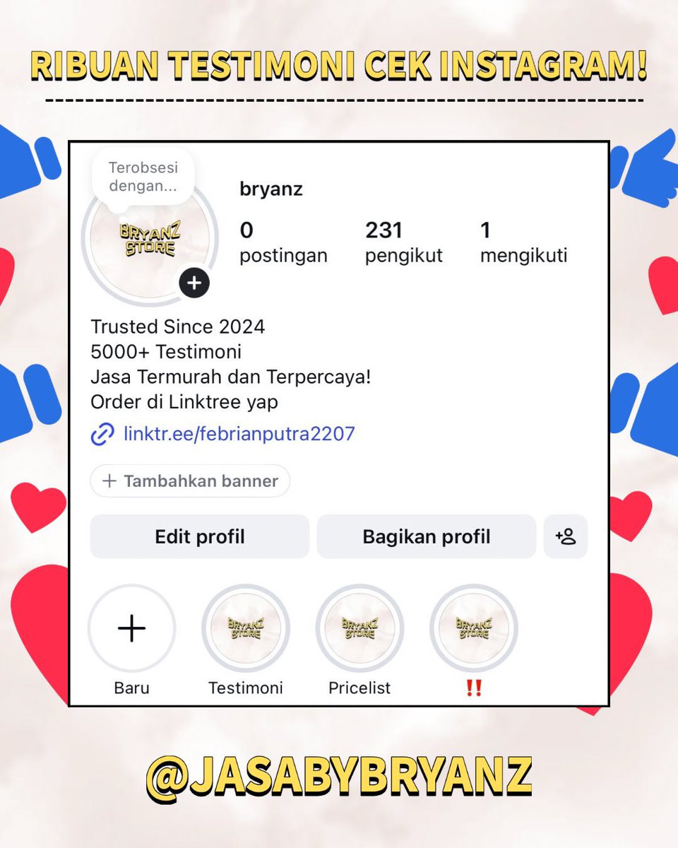 Alyadermia's tweet photo. 5000+ TESTIMONI SINCE 2024!
ORDER PENCET LINKTREE DI PROFIL YAP‼️

wts wtb jual beli followers like view share save bule internasional indonesia indo tiktok tt instagram ig shoppe facebook akun bergaransi permanent fyp trusted terpercaya #zonauangㅤ #zonajajan https://t.co/D5uQDVfEZf