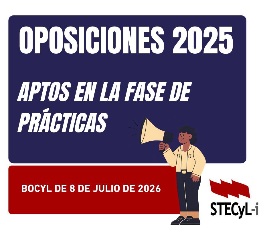 SindicatoSTECyL's tweet photo. 📢 #STECyLInforma 👀 OPOSICIONES 2025. Aptos y No Aptos Fase Prácticas.

🔗PES Y OTROS CUERPOS: https://t.co/HfVT7yAT2R

🔗MAESTRAS Y MAESTROS: https://t.co/jzsJB5Xt8M https://t.co/4SvObsIwOy