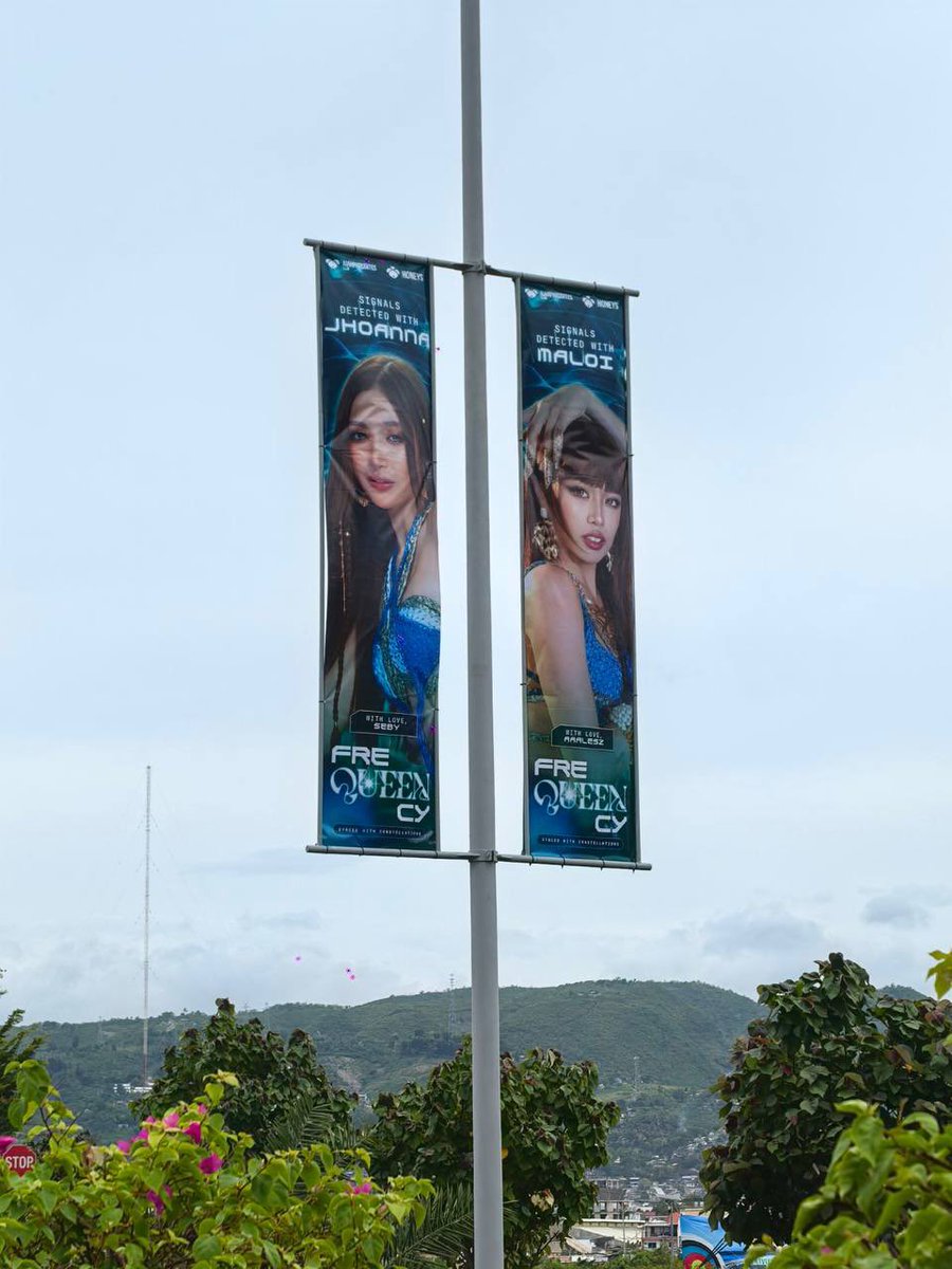 nearorfarrr's tweet photo. not just aiah and the ships' lamp post banners, bini individual and ot8 lpbs are already up too! grabe, ang gagandaaaaa! 🥹🤍

#ProjectFreQUEENcy https://t.co/cZN40Iys8i