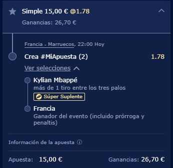 BullStakeESP's tweet photo. APUESTA: Mbappé más de 1 tiro a puerta + Francia clasifica. Stake 3 - @ 1.78

El valor real de este pick está en los remates de Mbappé. El delantero promedia más del 80% de acierto en la línea de +1.5 tiros a puerta en sus últimos 25 partidos. Os muestro stats. https://t.co/YwVSelAEJX