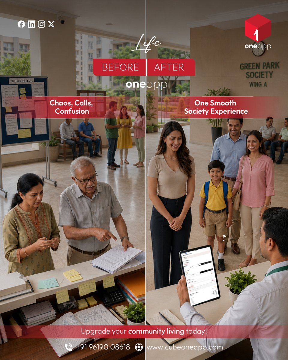 cubeoneapp's tweet photo. Make Society Management Smarter with oneapp. 🏡

✔️ Easy visitor management
 ✔️ Online maintenance payments
 ✔️ Quick complaint resolution
 ✔️ Instant society announcements
 ✔️ Digital records &amp; documents

#OneApp #OneSociety #SocietyManagement #SmartCommunity #Resident https://t.co/Dt8U6xsC2j
