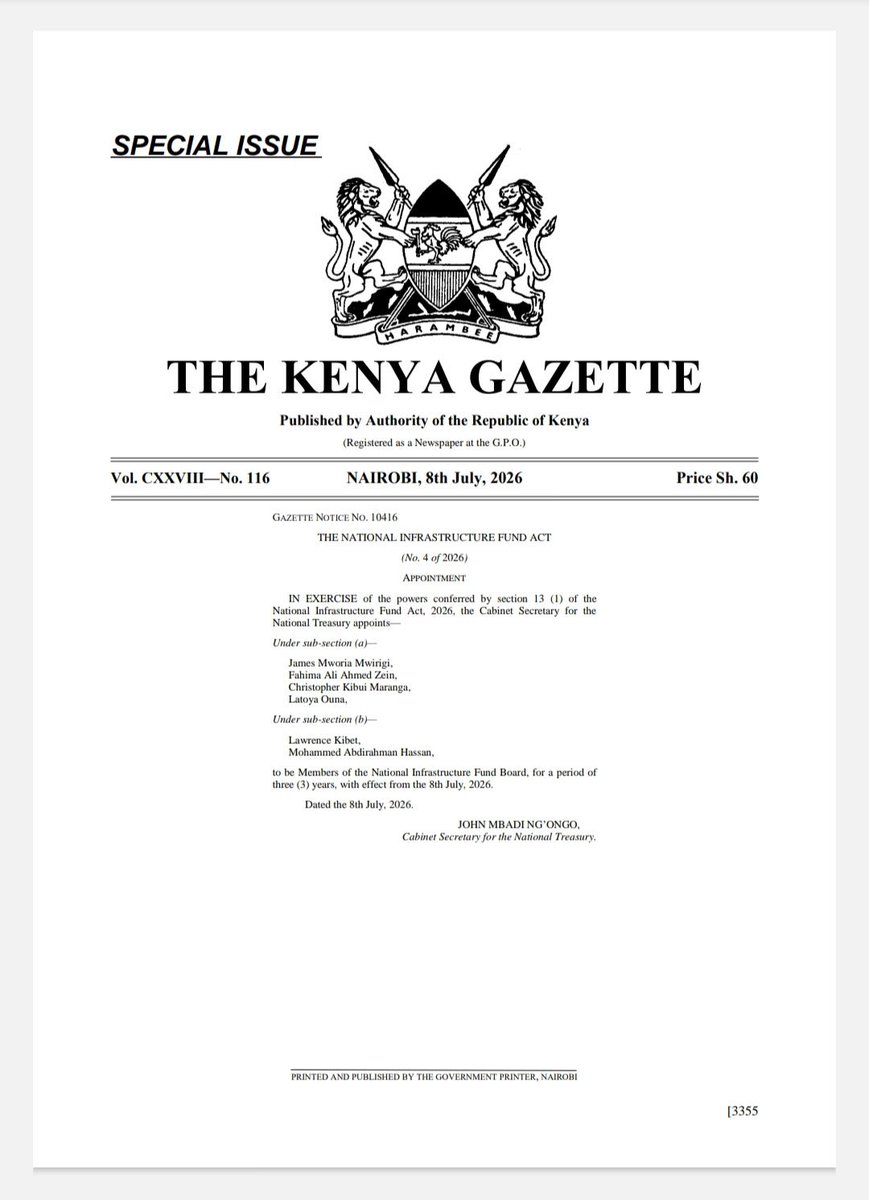 brian_mwau's tweet photo. Congratulations Dr. @MworiaJ, MBS, on your appointment to the Board of the National Infrastructure Fund.

A well-deserved recognition of your visionary leadership, investment expertise, and commitment to building institutions that drive Kenya’s economic transformation.

Wishing you great success as you help shape this important national agenda. 🇰🇪

#Leadership #Infrastructure #Kenya