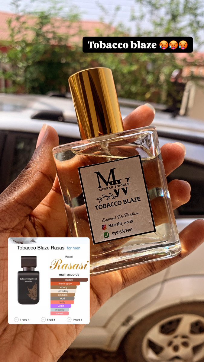 miss_wunti's tweet photo. TOBACCO BLAZE – Oil Perfume  

10ml – ₦5,000
20ml – ₦9,000 
30ml – ₦13,000 
50ml – ₦19,000 

📍 Abuja  
🚚 Nationwide delivery
DM to order 🤍 https://t.co/EUL1gXZ01r