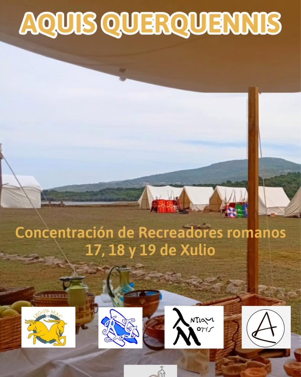 Aquis3D's tweet photo. Os días 17, 18 e 19 de xullo, o campamento romano de #AquisQuerquennis (#Bande, #Ourense) acollerá unha nova Concentración de Recreadores Romanos, un encontro único para viaxar dous mil anos atrás. https://t.co/0ekbWYdfNV