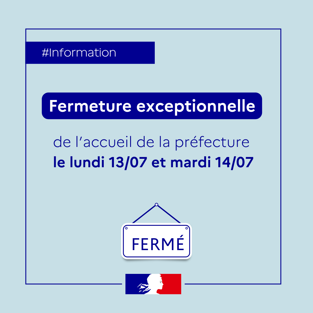 Prefet80's tweet photo. #ServicePublic | Fermeture exceptionnelle de la préfecture 📌

Les services de la préfecture seront fermés les lundi 13 et mardi 14 juillet 2026. https://t.co/E2qhsF5fUp