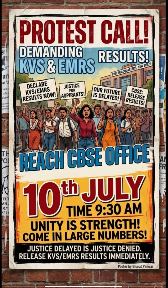 Prachu0704's tweet photo. साथ मिलकर सभी KVS/NVS/EMRS Tier 2 रिजल्ट के लिए 10 JULY को 9:30  बजे CBSC Office चलो ताकि बहरी @cbseindia29 हमारी आवाज को सुन सके |
हमारा हक - हमारा RESULT !
@cbseindia29 
@dpradhanbjp
@EduMinOfIndia 
@KVS_HQ 
@NVS_HQ 
@NESTSHQ 
@ravish_journo 
@INCIndia 
#EMRSRESULT 
#KVS #NVS https://t.co/4SRFFk39fZ