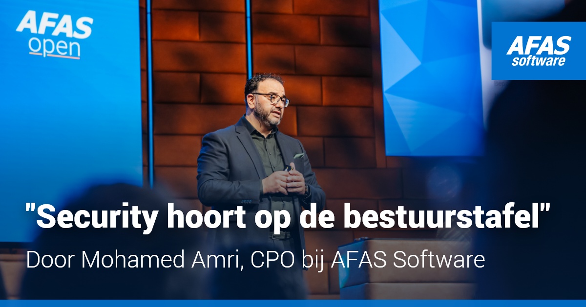 AFAS's tweet photo. Security kun je niet parkeren bij IT.

Techniek is belangrijk, maar de impact is bestuurlijk. Als data op straat ligt of processen stilvallen, raakt dat je organisatie in de kern.

Lees de blog van Mohamed Amri: https://t.co/1e1mOXd4JW

#Security #DigitaleVeiligheid #AFAS https://t.co/cgV0ZtLrgy