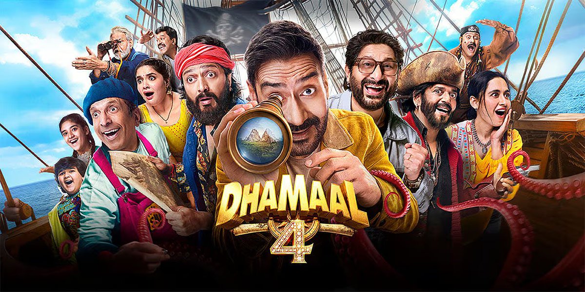 HimeshMankad's tweet photo. Comedies are the flavour of the season - and continuing this is the gang of #AjayDevgn, #RiteishDeshmukh, #ArshadWarsi and #JaavedJaffrey - with #Dhamaal4.

One of the funniest films of 2000s gets to the fourth chapter, and here's hoping, this one entertains one and all, and fills the cinema halls with laughter.  

The advances have now opened, so jao, and apni apni tickets book karo. Wishing the team of #IndraKumar, #BhushanKumar, and the entire team of #Dhamaal4 all the very best for the grand release tomorrow. 

May this one emerge a winner at the box office!