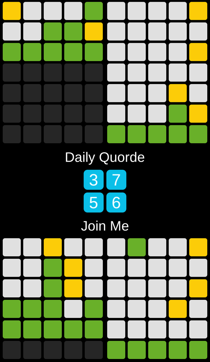 bthacker90's tweet photo. Daily Quorde #1651 
3️⃣7️⃣
5️⃣6️⃣
Play it here!
https://t.co/317vFb7CpP
#Quorde #Wordle https://t.co/Hq3gUhopwe