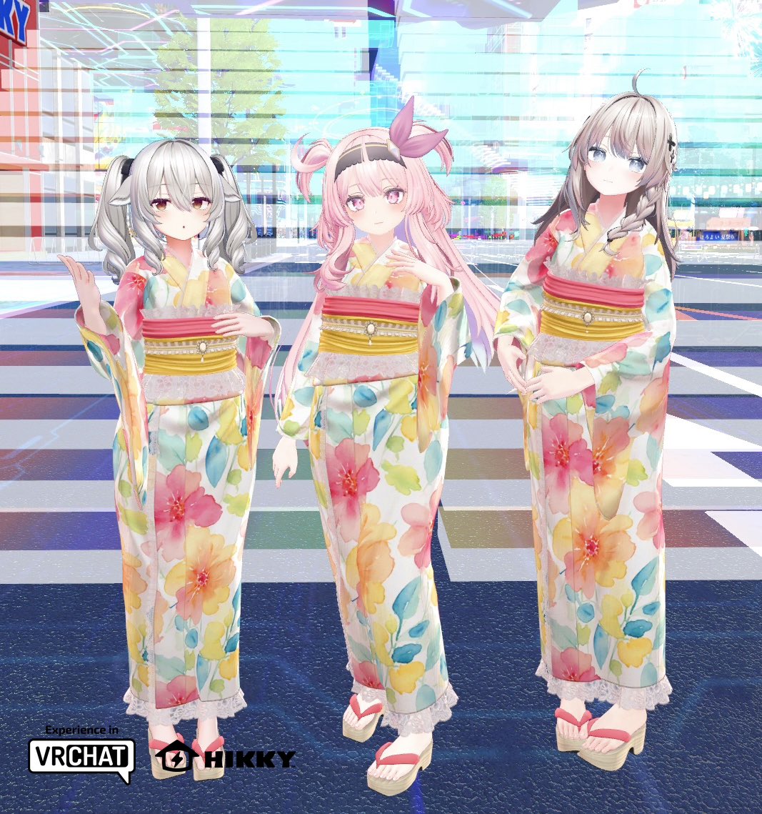 Virtual_Market_'s tweet photo. プレゼントがかわいすぎて、
Vket富士急ブースしか勝たん💕

特定条件クリアで浴衣＆水着の3Dモデルがもらえちゃう…🥹（ｷｬｯ）

てんぷらぱすたさんデザインの浴衣は
全身で見るとこんな感じ✨

Vket開幕まであと２日✨
スタートダッシュは富士急ブースへGO💨
#Vket富士急 #Vket https://t.co/f3sNkOB2CC