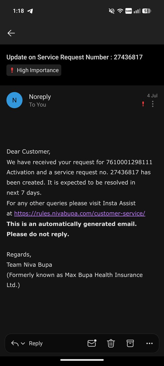 meshivamSS's tweet photo. . @Niva_Bupa @NivaBupaSupport you need to refund my money. 1 month earlier I had paid for the insurance policy and it is still not active. Refund my money, I don't want your policy. I am raising tickets and receiving no reply https://t.co/lHWgBRNrBn