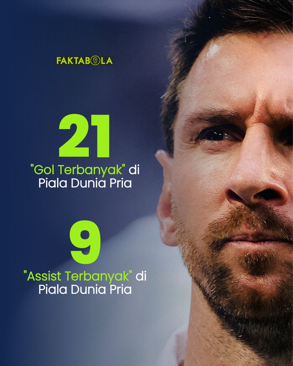 FaktaSepakbola's tweet photo. 21 gol.
9 assist.

Top skor sekaligus raja assist sepanjang sejarah Piala Dunia. 🐐🇦🇷

One and only, Lionel Andrés Messi.

#FIFAWorldCup https://t.co/mt4052XTra