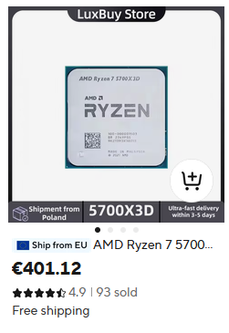 Breeckly's tweet photo. @Henderbac1 Yeah that's the problem, those are overpriced too now, this was a 170 euro chip before the entire AI bullshit. https://t.co/oSWpOZwaPg