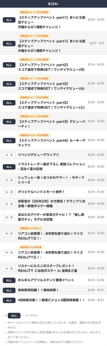 REALITY_app's tweet photo. ／
#REALITY 8月イベントのお知らせ 🎉
＼

8月のイベントスケジュールを公開しました！
気になるイベントをぜひチェックしてください✨

🔍詳細はこちら
https://t.co/cnwTjGRLXS https://t.co/YeJakvGBa6