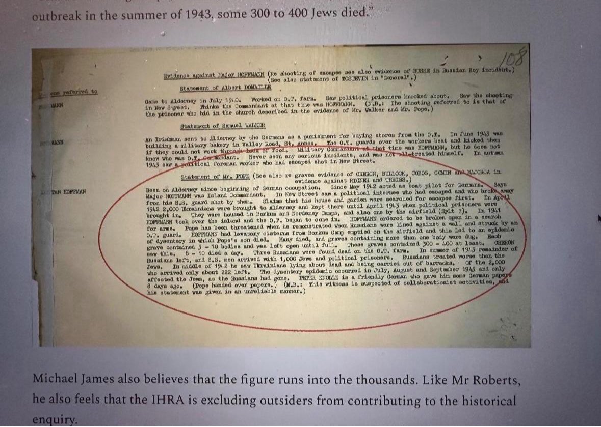 Michaeljamxsfa's tweet photo. Maybe you might ask Guy &amp; other historians that endorsed the 2024 Alderney Reviews conclusions, why these 10 witnesses whose statement’s totally contradict its findings on number of Jews &amp; number of their deaths were OMITTED : TRUTH = 400✡️ murdered 1943 + 250✡️Minotaur July44. https://t.co/muFXpxBWKX