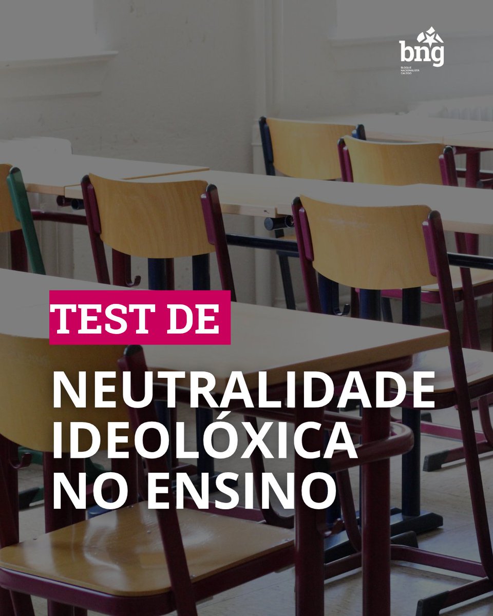 bngparlamento's tweet photo. ☑️Pequeno test sobre a neutralidade ideolóxica do PP no ensino. 

🤔Adiviñas o resultado? Neutralidade ou censura de calquera información ao alumnado que non guste ao PP? https://t.co/6Ncv3KSusl