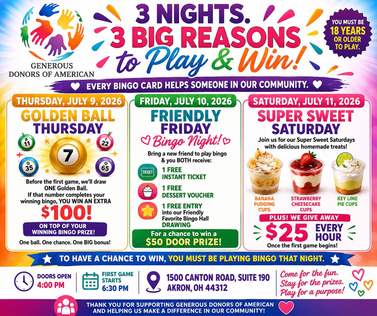 GenerousDonors's tweet photo. Bingo nights https://t.co/s4c6frjdsZ