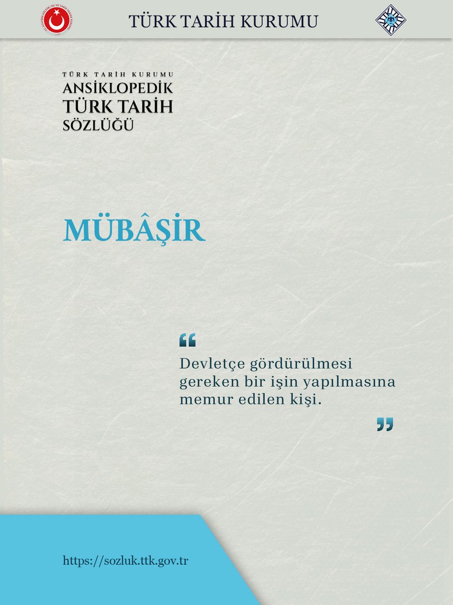 ttkgovtr's tweet photo. 📌Türk Tarih Kurumu Ansiklopedik Türk Tarih Sözlüğü'nden|

#Mübaşir: Devletçe gördürülmesi gereken bir işin yapılmasına memur edilen kişi.

Maddeyi incelemek için: https://t.co/9ZEO5LeW8x

#TarihSözlüğü https://t.co/LC5bVhBLE7