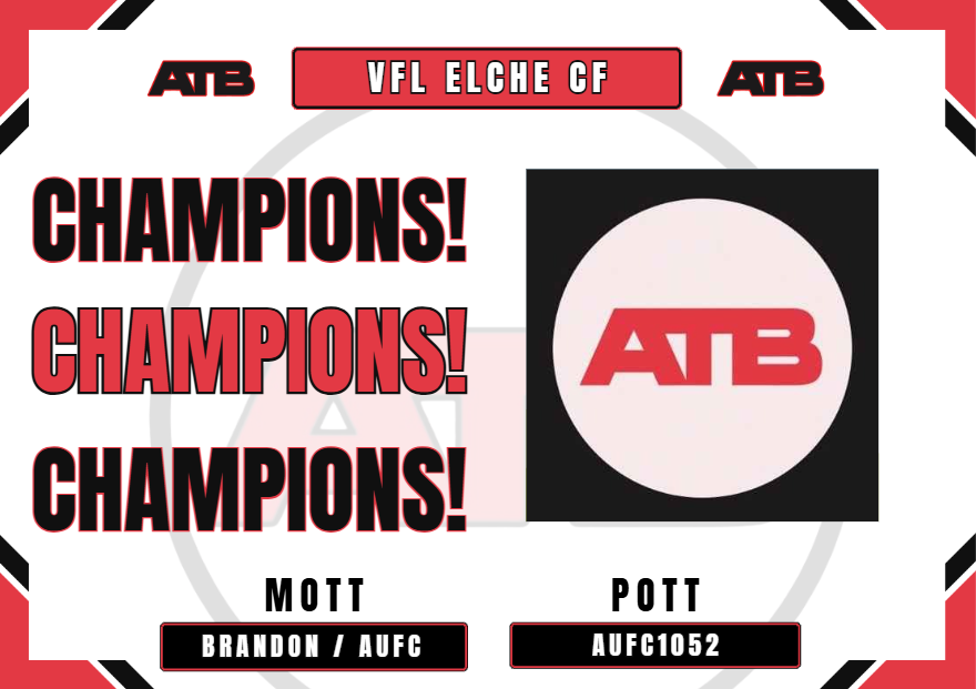 ATBProClubs's tweet photo. 🏆 | ATB RESULTS | 🏆 
📅| Date: 08/07/2026
⚽️| Size: 32 teams (Side A)
 ————————— 
🥇- VFL Elche CF
🥈- SendemBack 

🏁- Score - 3-1

👔MOTT - Aufc1052/Brandon15XxX
⭐️POTT - Aufc1052
————————-
Thanks once again to all who participated!
#ATB #FC26 #eSports #11v11 #proclubs https://t.co/6mzAW8vUwT