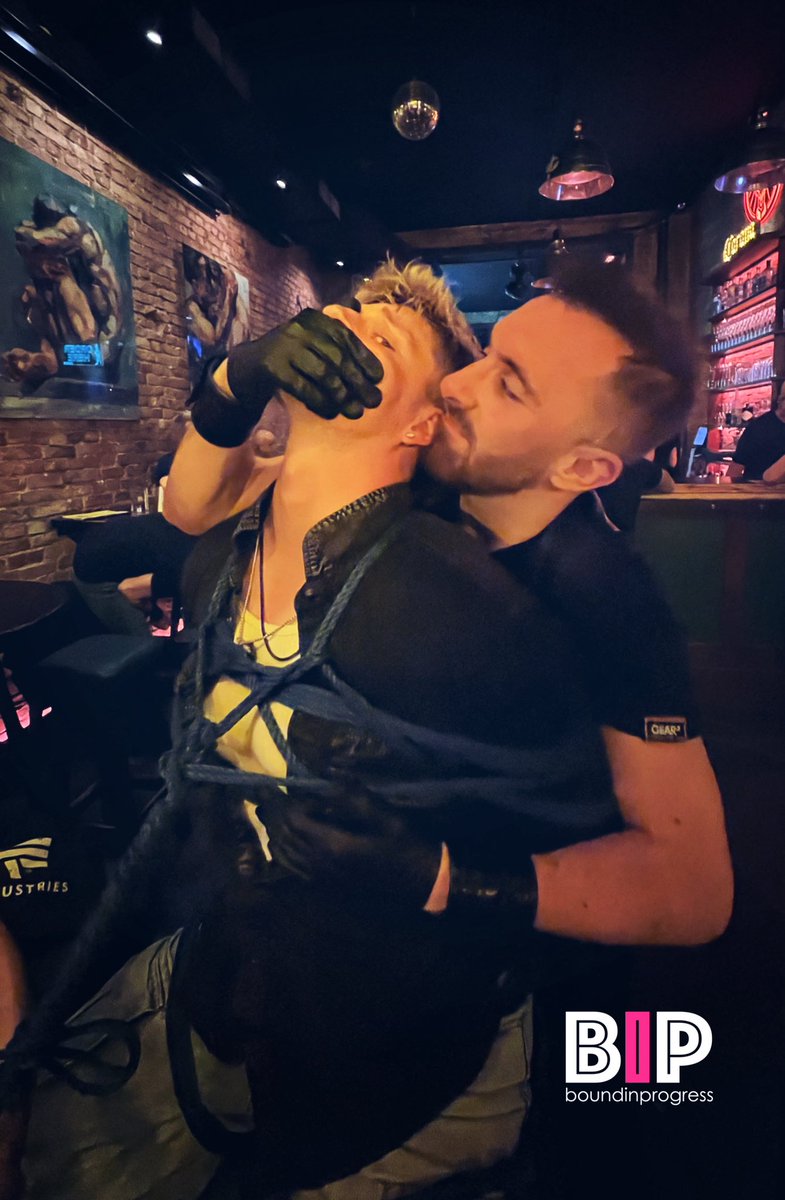 BoundInProgress's tweet photo. Still having a bulg while thinking of my meet with @theboundjewels. That handgag was so damn hot… 🥵 - 💙&amp;🩷. 
#boundinprogress #handgag https://t.co/ZJh2RYGquI