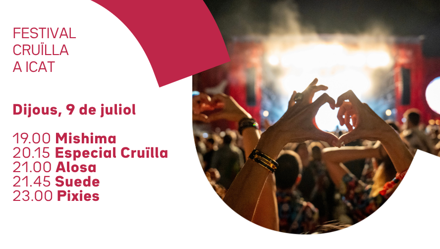 3CatCultura's tweet photo. Ja som al @cruillabcn! Avui, a l'antena, bateria d'imperdibles: Mishima, Alosa, Suede i Pixies. La cita amb la informació és a les 20.15 h. #iCat https://t.co/gRjDrG09Xb https://t.co/v90p8BRuG6