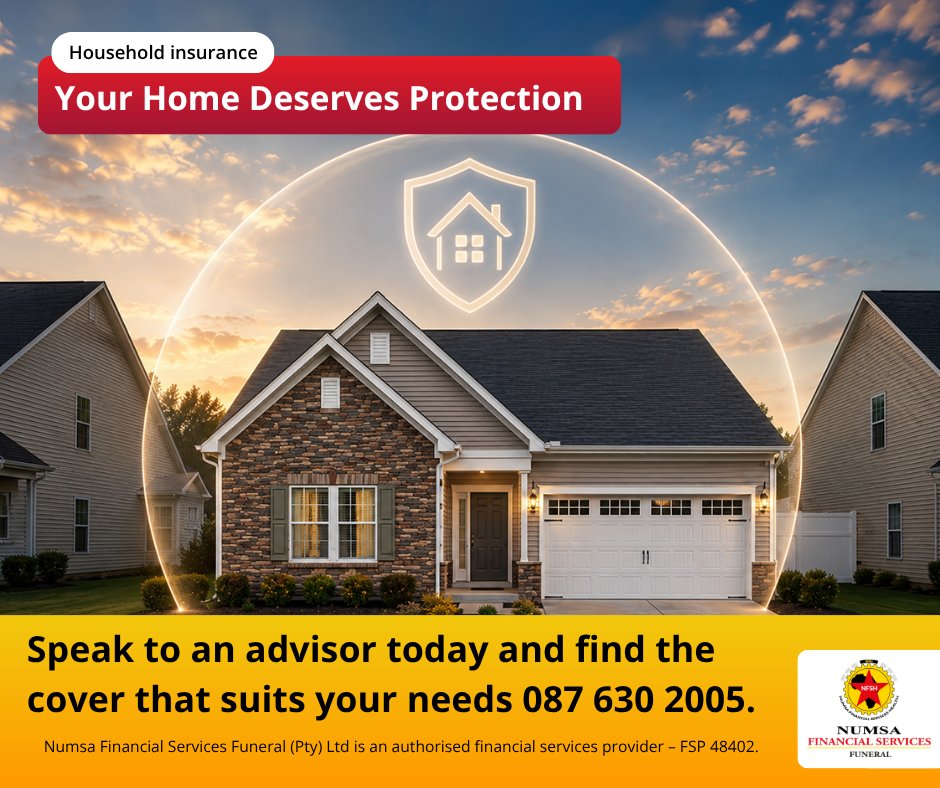 NumsaFSH's tweet photo. Household Insurance helps protect the items you've worked hard for, giving you financial peace of mind when it matters most.

Key Message:

✔ Protect household contents
✔ Cover against theft and burglary
✔ Protection against fire and storm damage
✔ Financial peace of mind https://t.co/xCwmidegYq