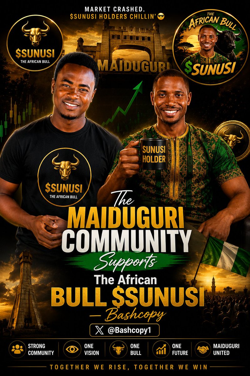 BashirBashcopy's tweet photo. The strongest communities aren't built in a day—they're built by people who believe in the vision. 💪🐂
Proud to support The African BULL – $SUNUSI.
Together we grow. Together we win. 
The Maiduguri community stands behind The African BULL $SUNUSI. #SUNUSI #TheAfricanBull https://t.co/UfAqUSYTDv