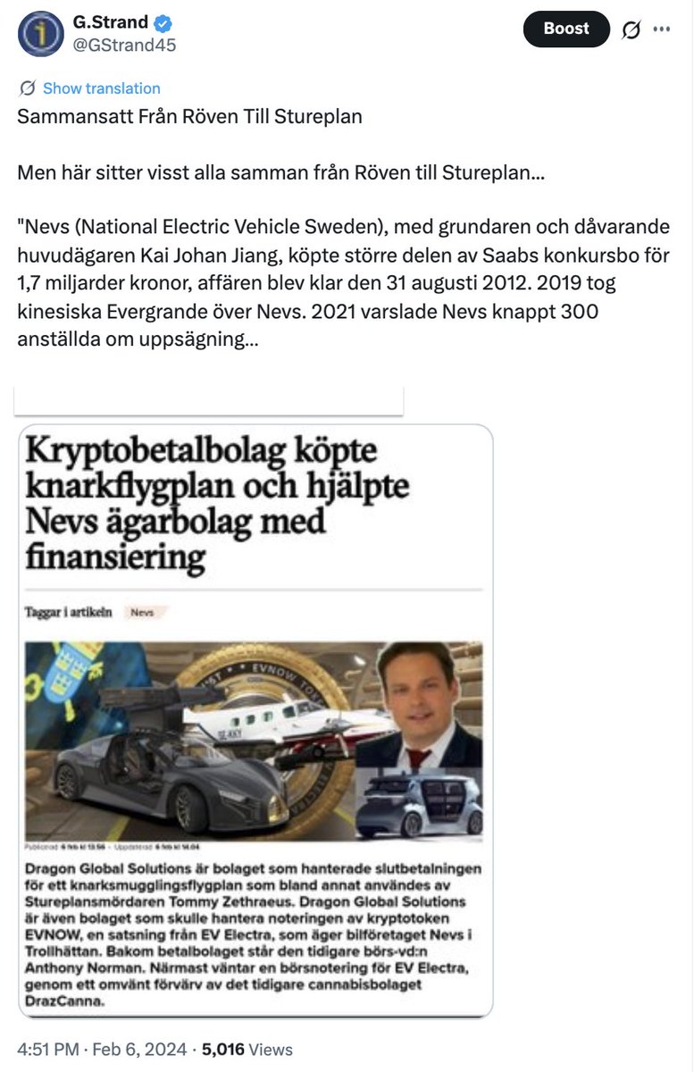 GStrand45's tweet photo. Wallenbergs vakthund checkar ut.

Korrupta på centrala poster för infiltration av agendor som gynnar ett fåtal. 
Den Svenska gängkriminaliteten har aldrig varit tydligare.........
https://t.co/a06tlRlHRa är inget annat än ren politisk infiltration mot sin egen befolkning precis som Reinfeldts "Drivkraft Sverige". Bränslebilar skulle kollektivt straffas till förmån för Wallenbergs kinesiska elbilskarteller. Det finnns en särskild plats i helvetet för alla "klimat"drivare.