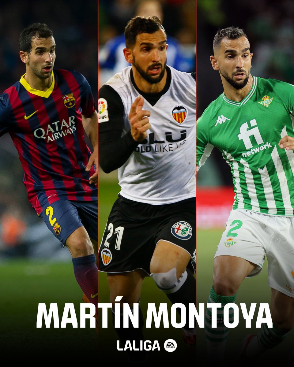 LaLiga's tweet photo. 💙 @FCBarcelona_es 
🖤 @valenciacf 
💚 @RealBetis 

💫 ¡Mucha suerte en tu nueva etapa, Montoya!

#LALIGAEASPORTS https://t.co/PjwPN9bzen