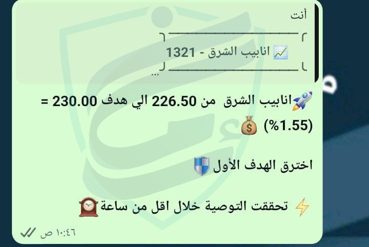 get_tasi's tweet photo. 📈 أنابيب الشرق تحقق الهدف الأول

✅ دخول: 226.50
🎯 الهدف الأول: 230.00
📊 عائد +1.55% في أقل من ساعة

تبى تمركز يسرك اليوم ؟ ❤️ 

أرسل "سهم تمركز" عبر ↓
واتساب : https://t.co/pi6h0FlMJD

#تاسي #تداول : نسيج صدق سينومى ريتيل طيران ناس اكوا الراجحى الموسي بن داود الماجد للعود قو