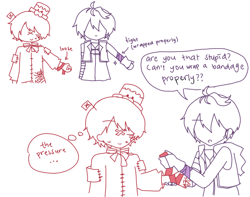 pikosusbtail's tweet photo. drawing this deadass ship again that is somehow one of my favorite ship. uh bandage wrapping. https://t.co/4D2iaPram4