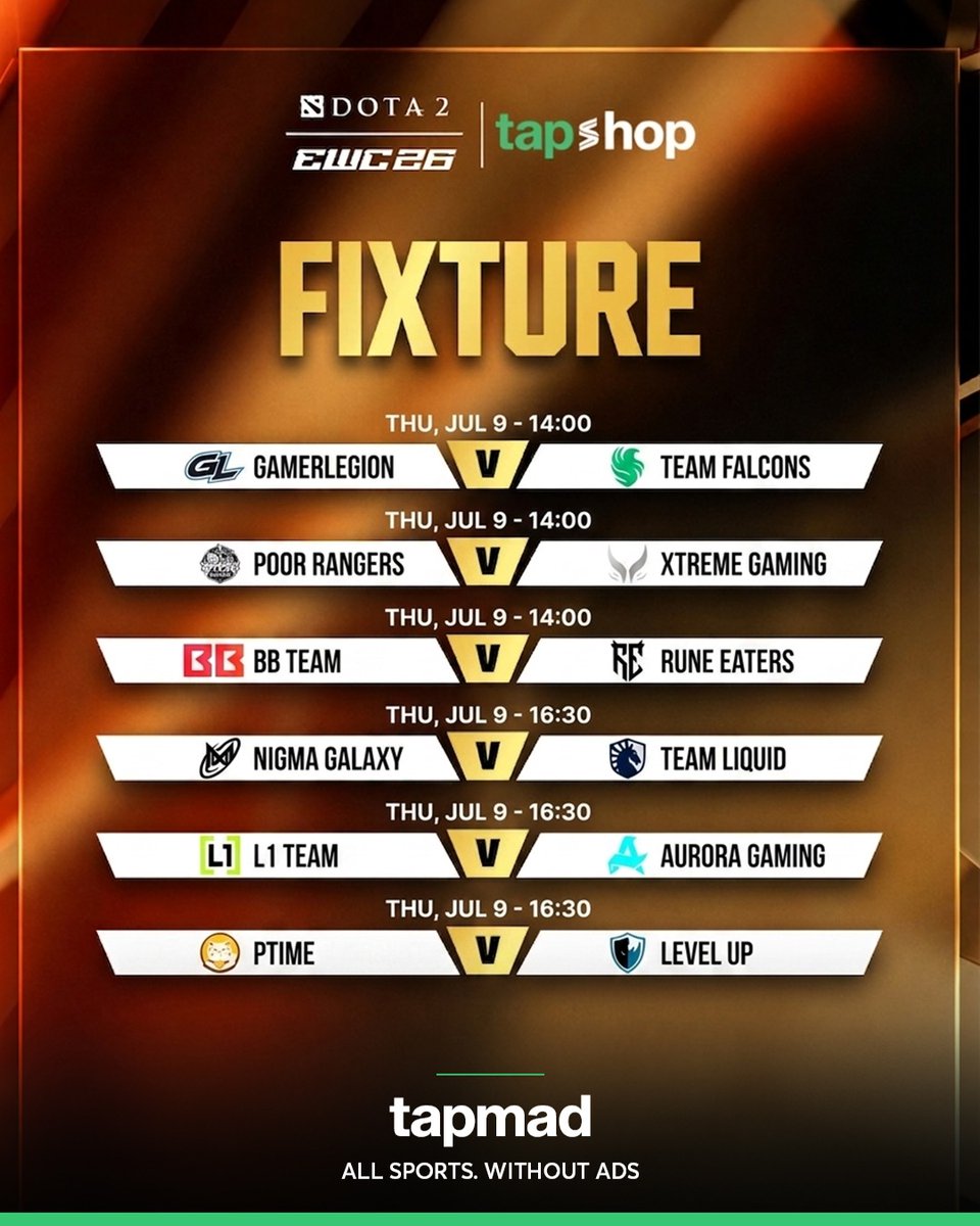 tapmadtv's tweet photo. Precise last hits, calculated ganks, game-changing team fights. Every squad out here fighting to keep their run alive๐ฅ Who's your favorite to advance?๐
Watch the games live in HD and without ads only on tapmad
#EWC | #AllSportsWithoutAds | #tapmad | EWC26 https://t.co/UBOtOjiZFj